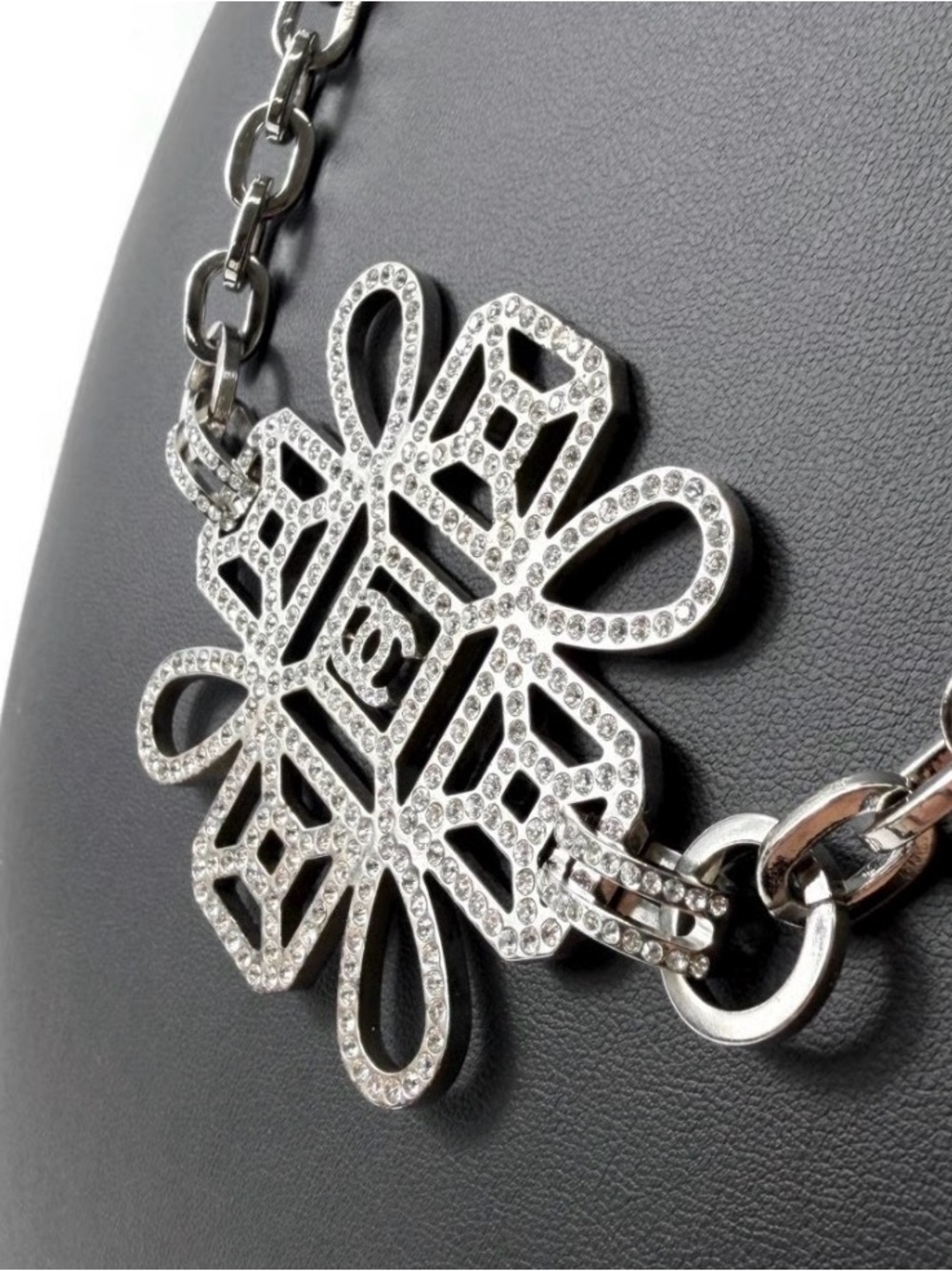 CHANEL Archival Silver-Tone Crystal Byzantine Medallion Statement Necklace - Picture 4 of 12